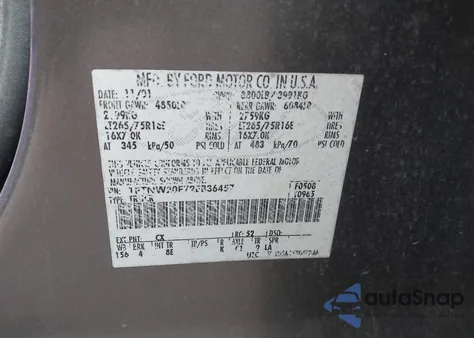 2002 Ford F-250 Lariat/Xl/Xlt из США, поврежденный, VIN 1FTNW20F72EB36457